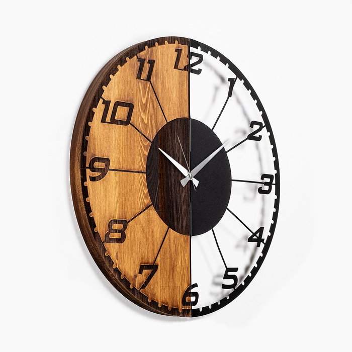 Wallity Linear Reloj de Pared Decorativo de Madera y Metal Nogal y Negro